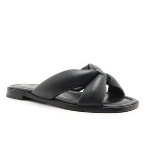 NWT Schutz 5.5 Fairy Slide Leather Sandal Black Women